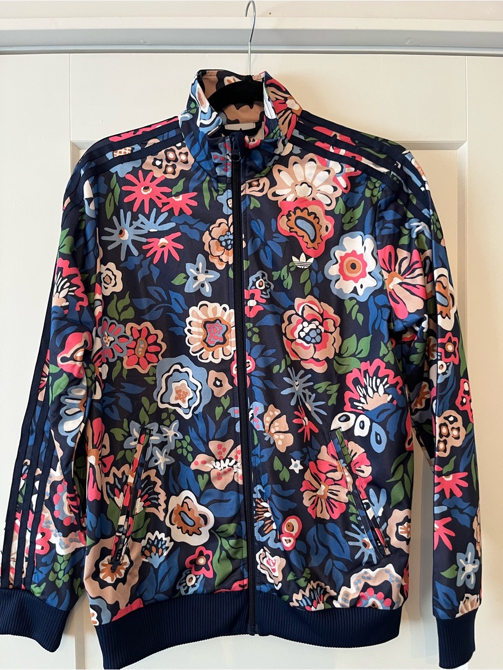 adidas Navy Floral Track Track Suit Jacket